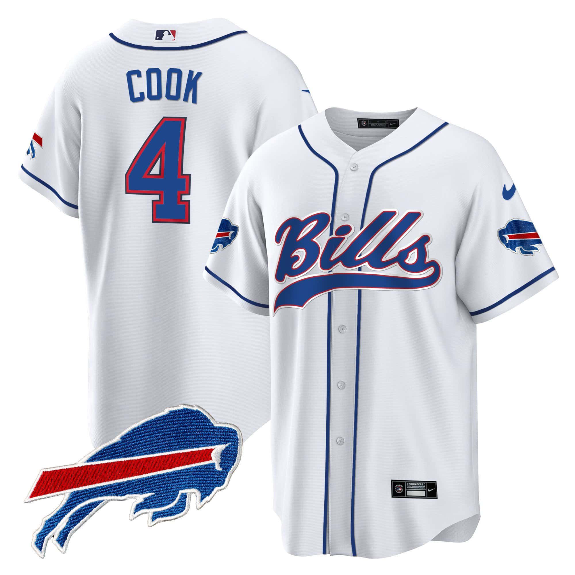 Men Buffalo Bills #4 Cook White 2024 Nike Baseball Game NFL Jersey
